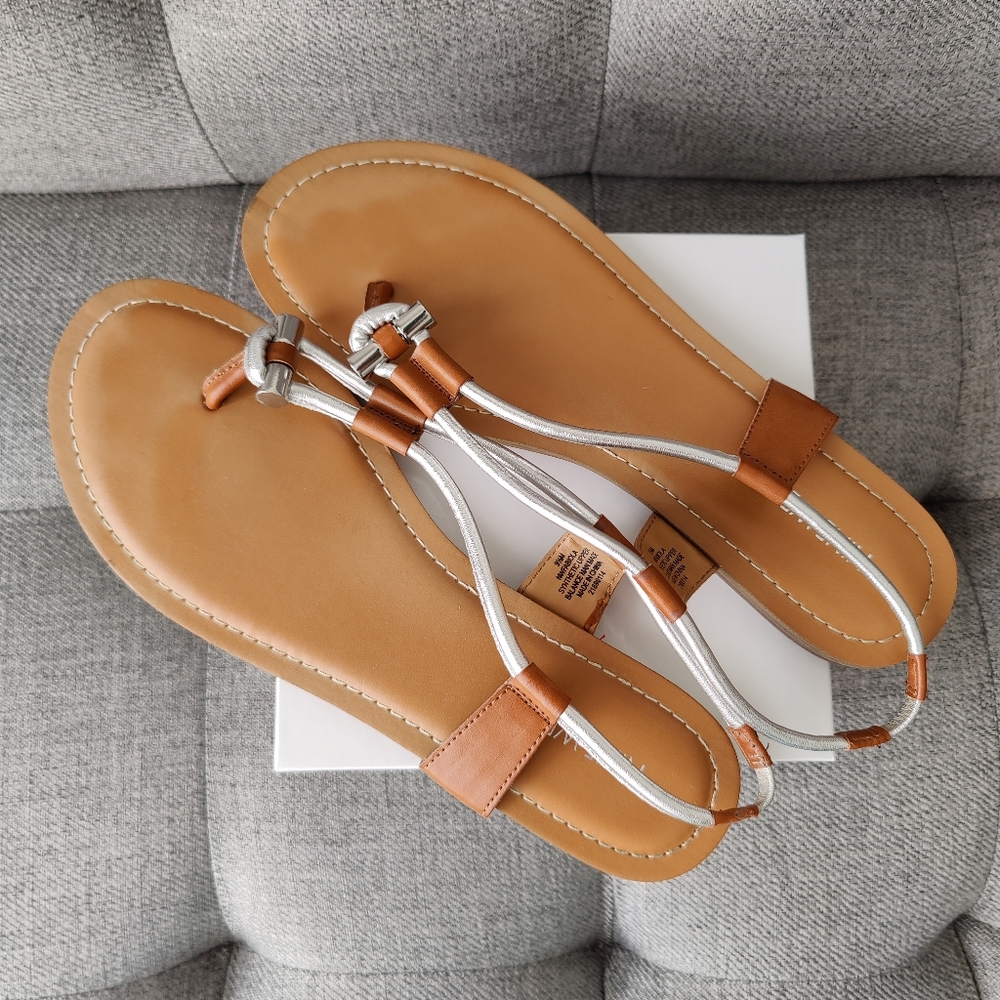 Nine West Silver Strap Flat Sandals